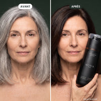 Avant et après sur cheveux blancs, visuel illustratif